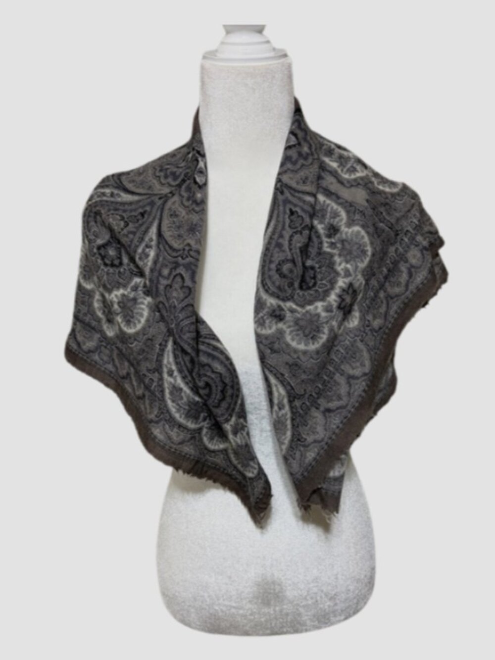 Outback Red Vintage 80s The Limited Wool Paisley Square Scarf Made in Japan OS